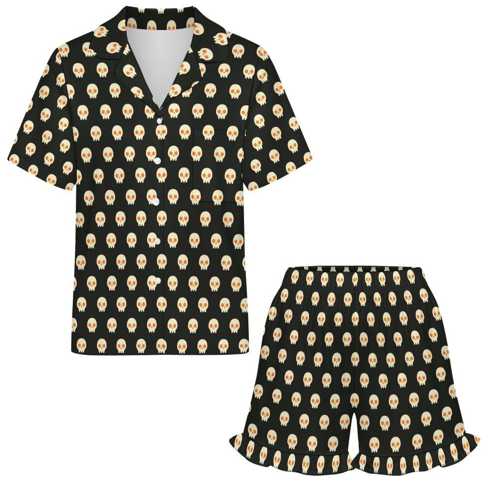 Women's Ruffled Shorts and Short-sleeved Pajama Set
