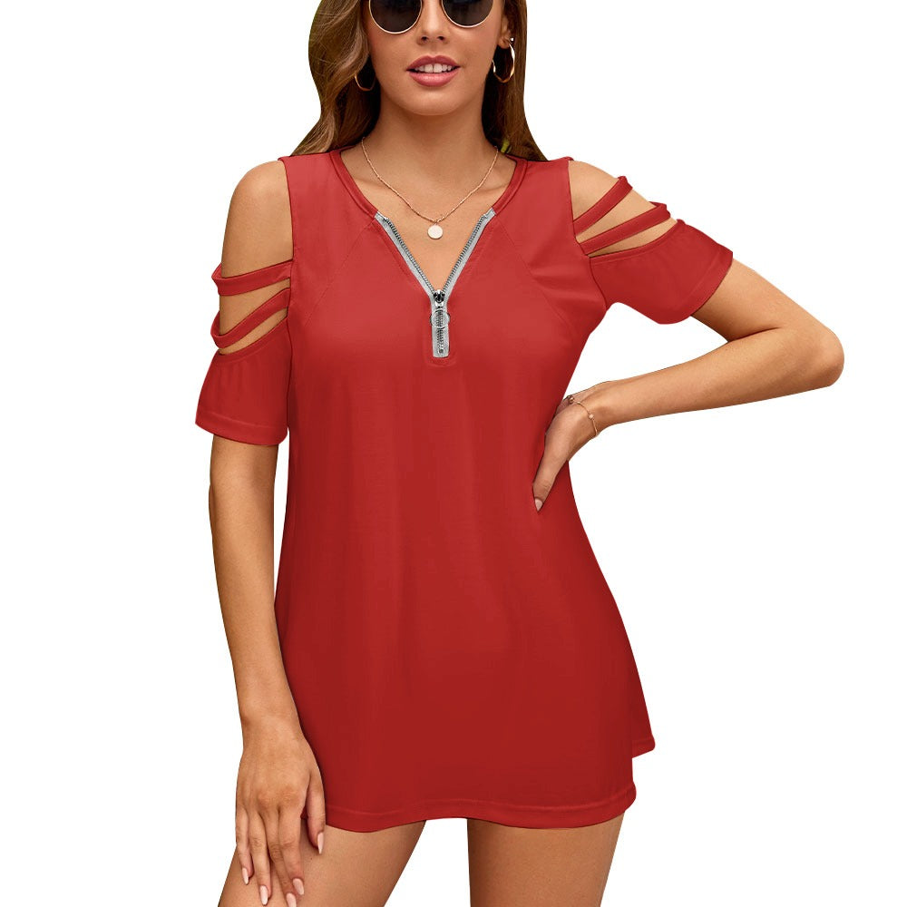 Ladies BE Zip Off Shoulder Top