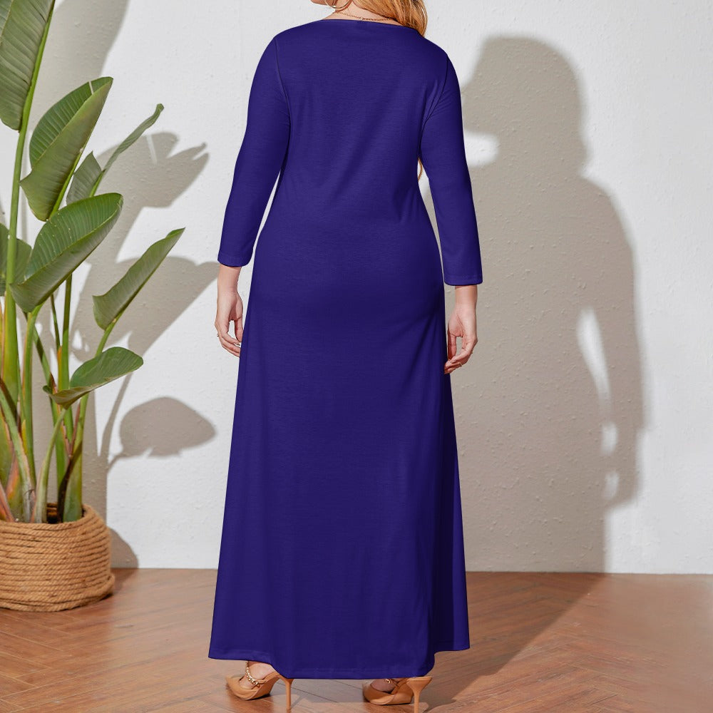 Plus Size Loose Crew Neck Long Sleeve Dress