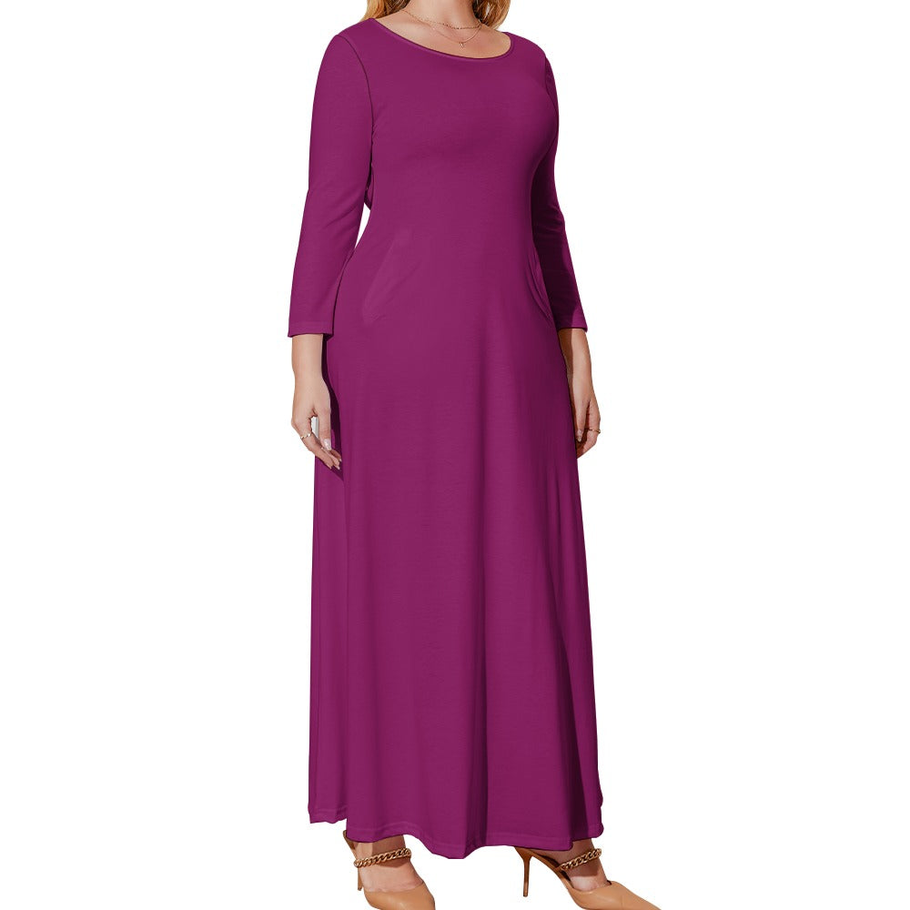 Plus Size Loose Crew Neck Long Sleeve Dress