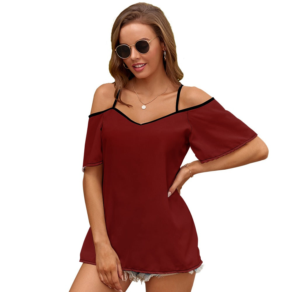 Casual Ladies Off Shoulder Sling Short Sleeve Top