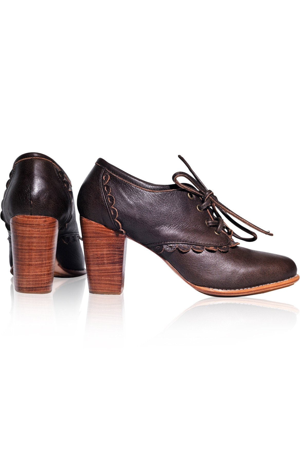 Lace Oxford Leather Heels