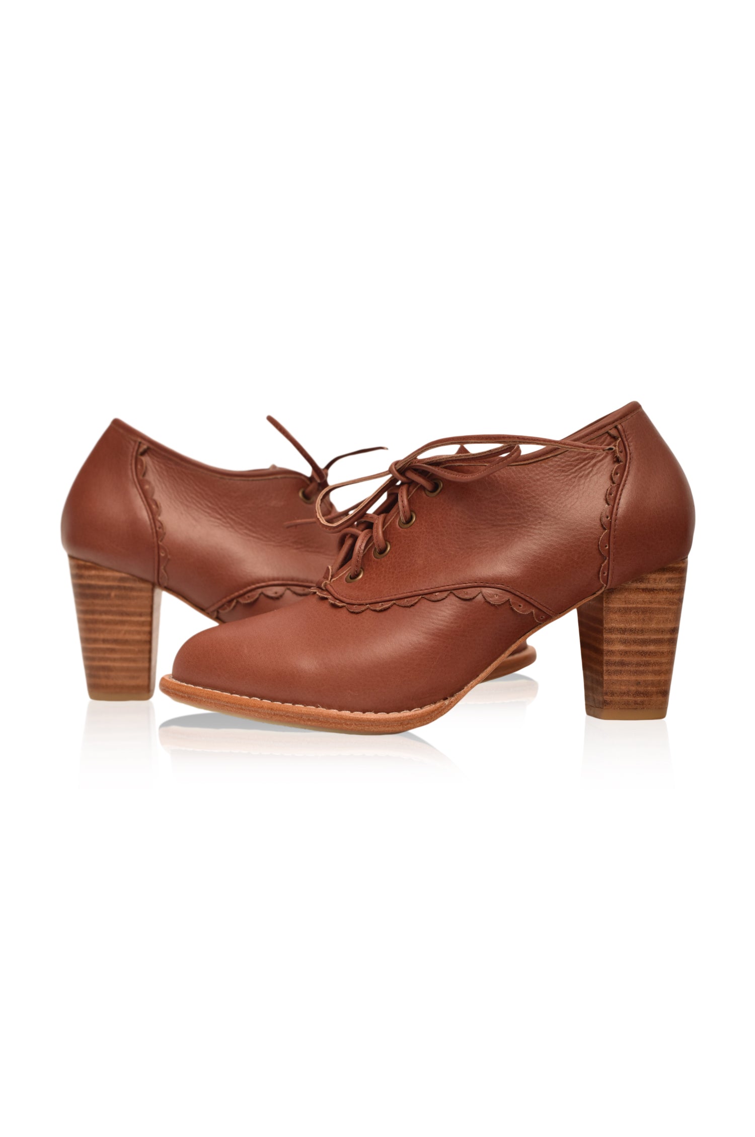Lace Oxford Leather Heels