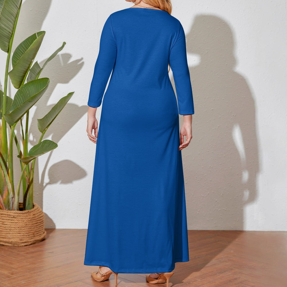 Plus Size Loose Crew Neck Long Sleeve Dress