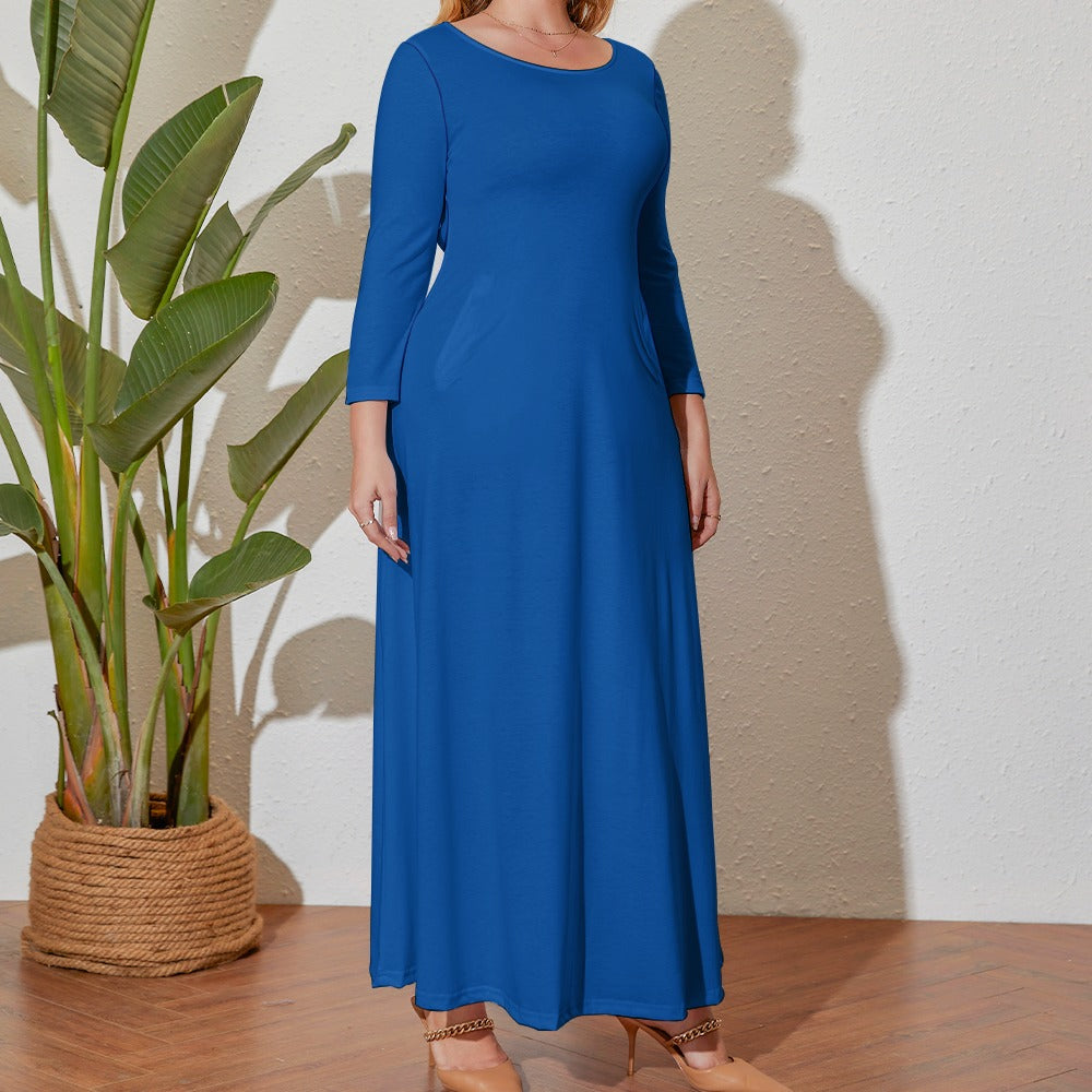 Plus Size Loose Crew Neck Long Sleeve Dress