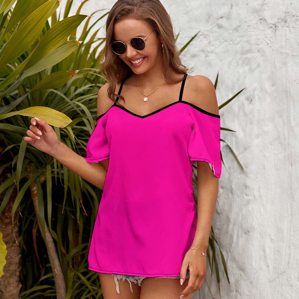 Casual Ladies Off Shoulder Sling Short Sleeve Top