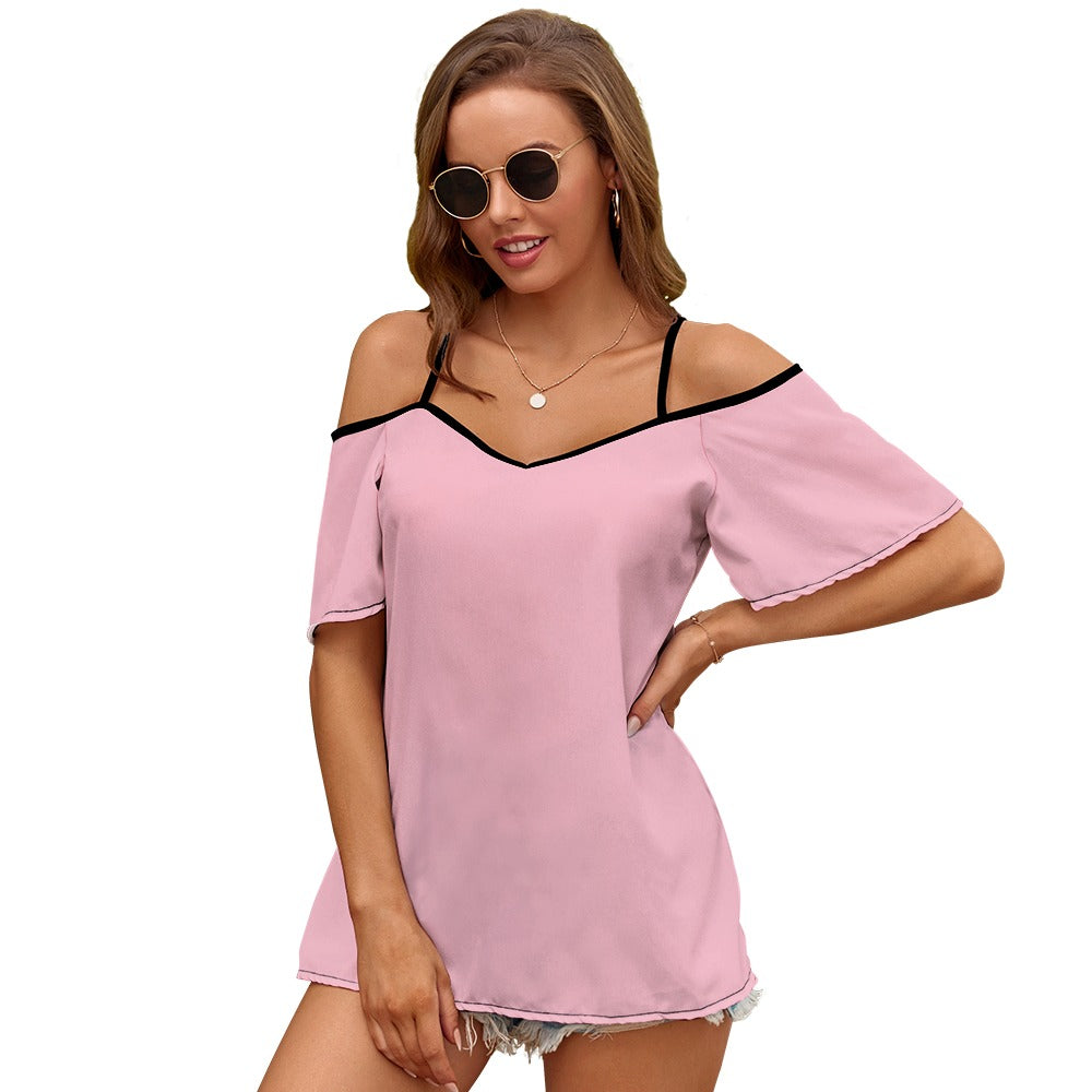 Casual Ladies Off Shoulder Sling Short Sleeve Top