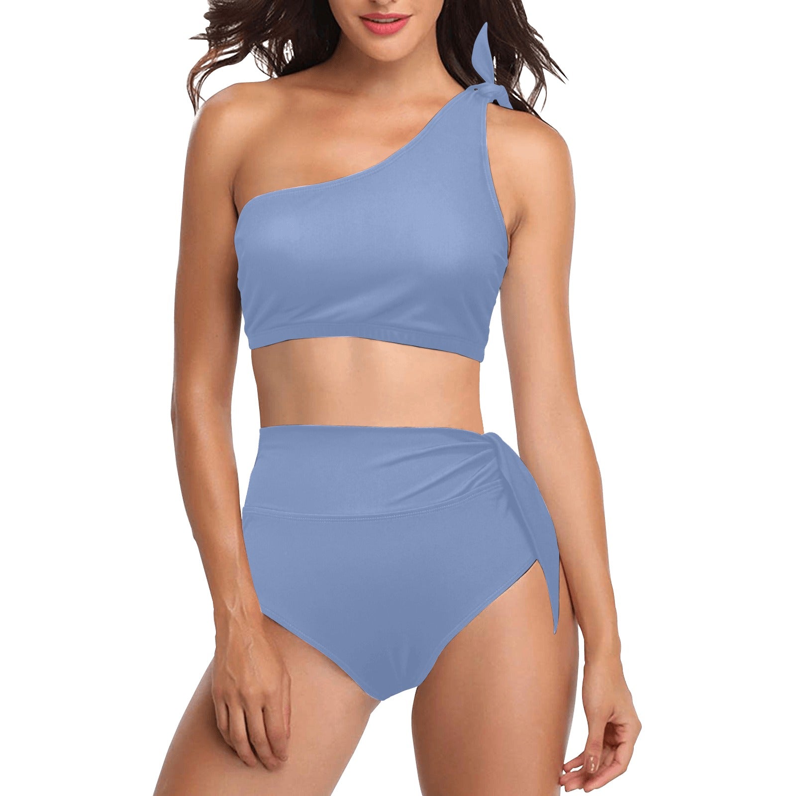 High Waisted One Shoulder Bikini Set (S16)
