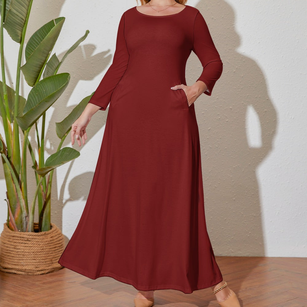 Plus Size Loose Crew Neck Long Sleeve Dress