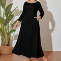 Plus Size Loose Crew Neck Long Sleeve Dress