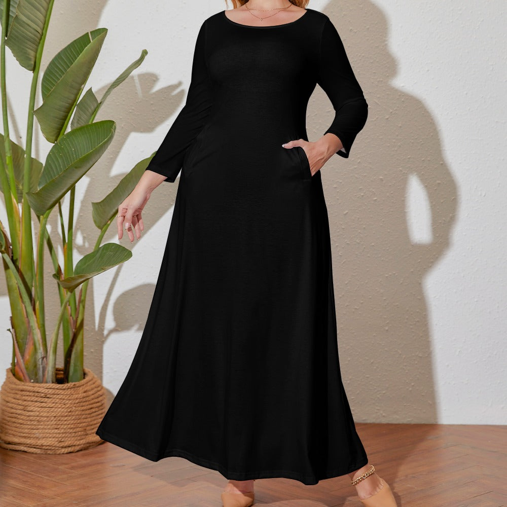 Plus Size Loose Crew Neck Long Sleeve Dress