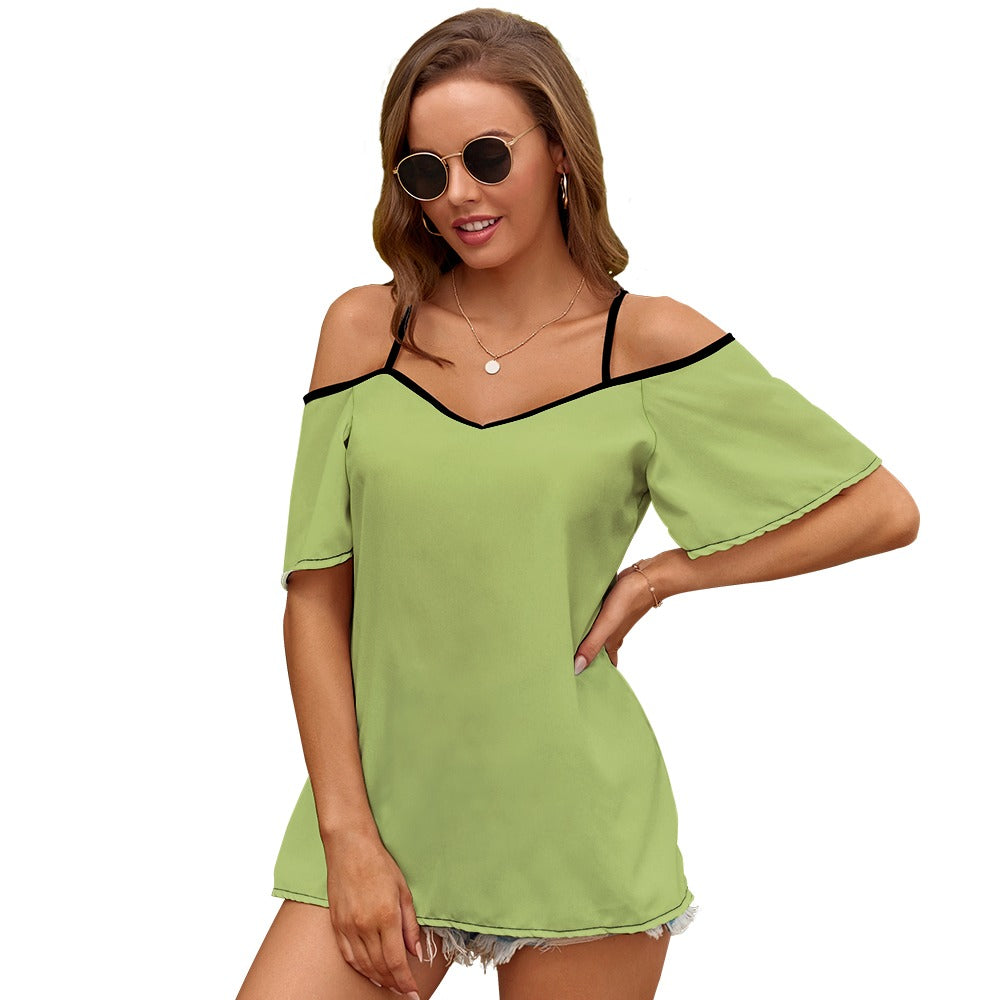 Casual Ladies Off Shoulder Sling Short Sleeve Top