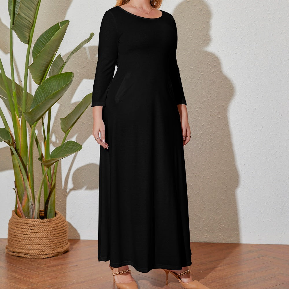 Plus Size Loose Crew Neck Long Sleeve Dress