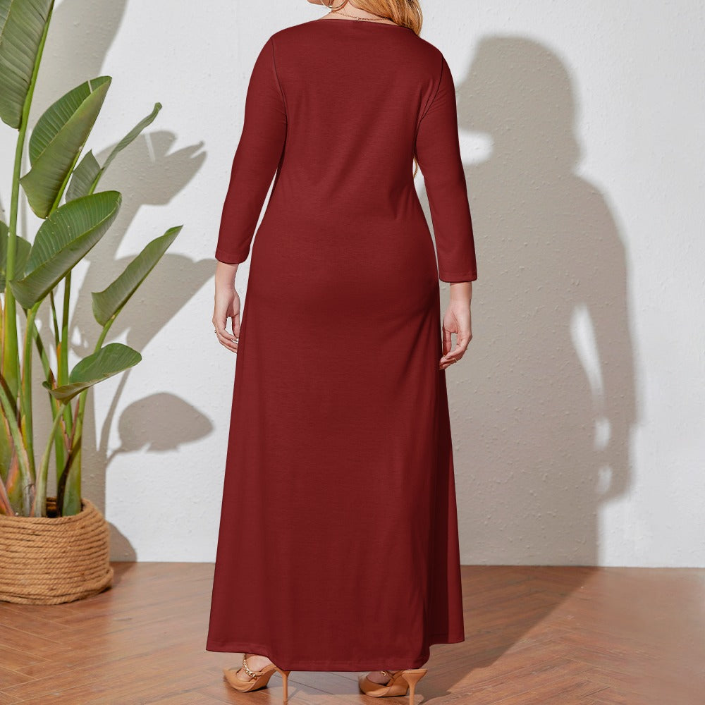 Plus Size Loose Crew Neck Long Sleeve Dress