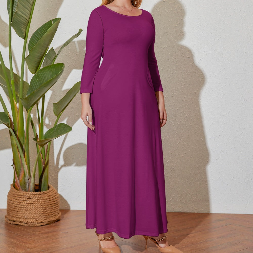 Plus Size Loose Crew Neck Long Sleeve Dress