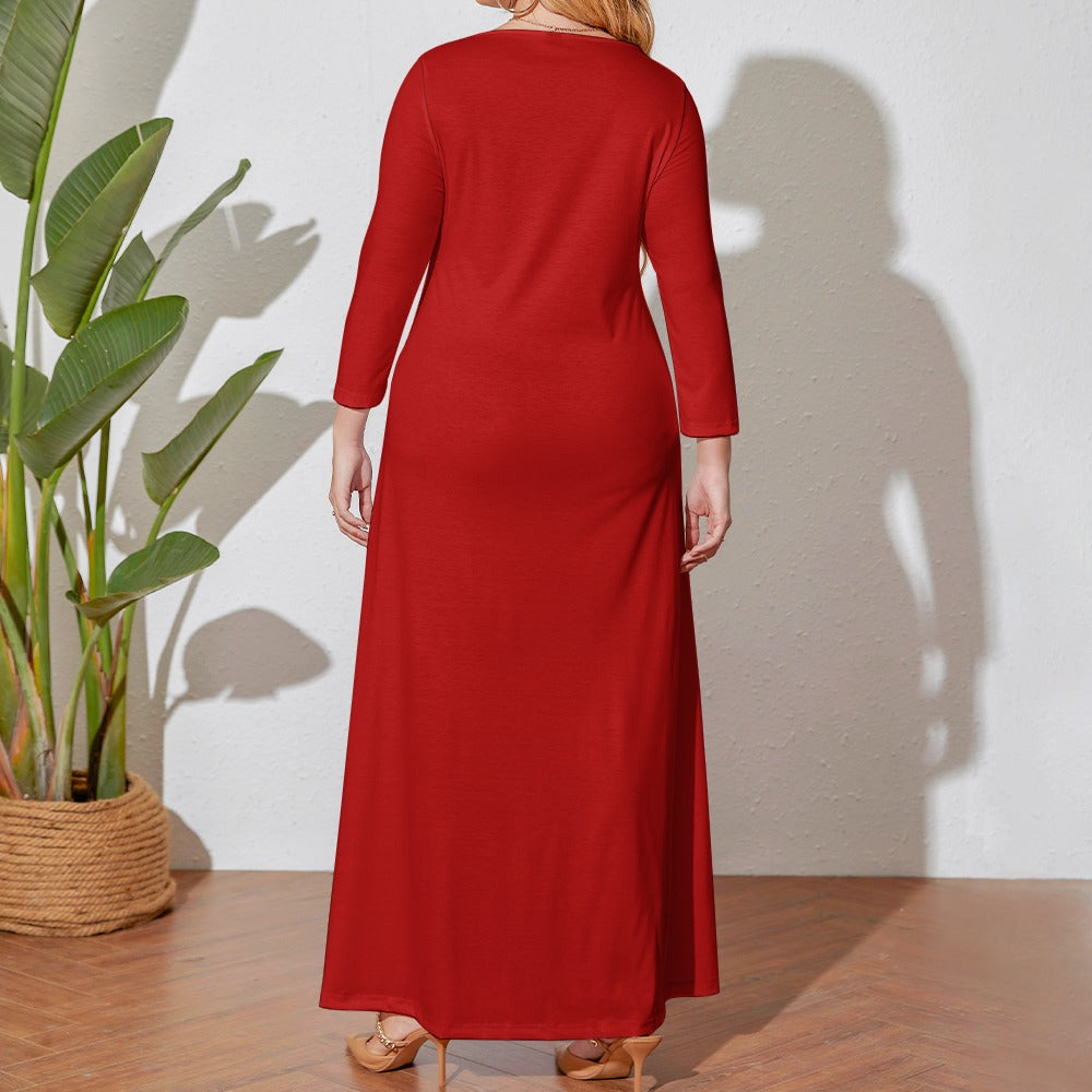 Plus Size Loose Crew Neck Long Sleeve Dress