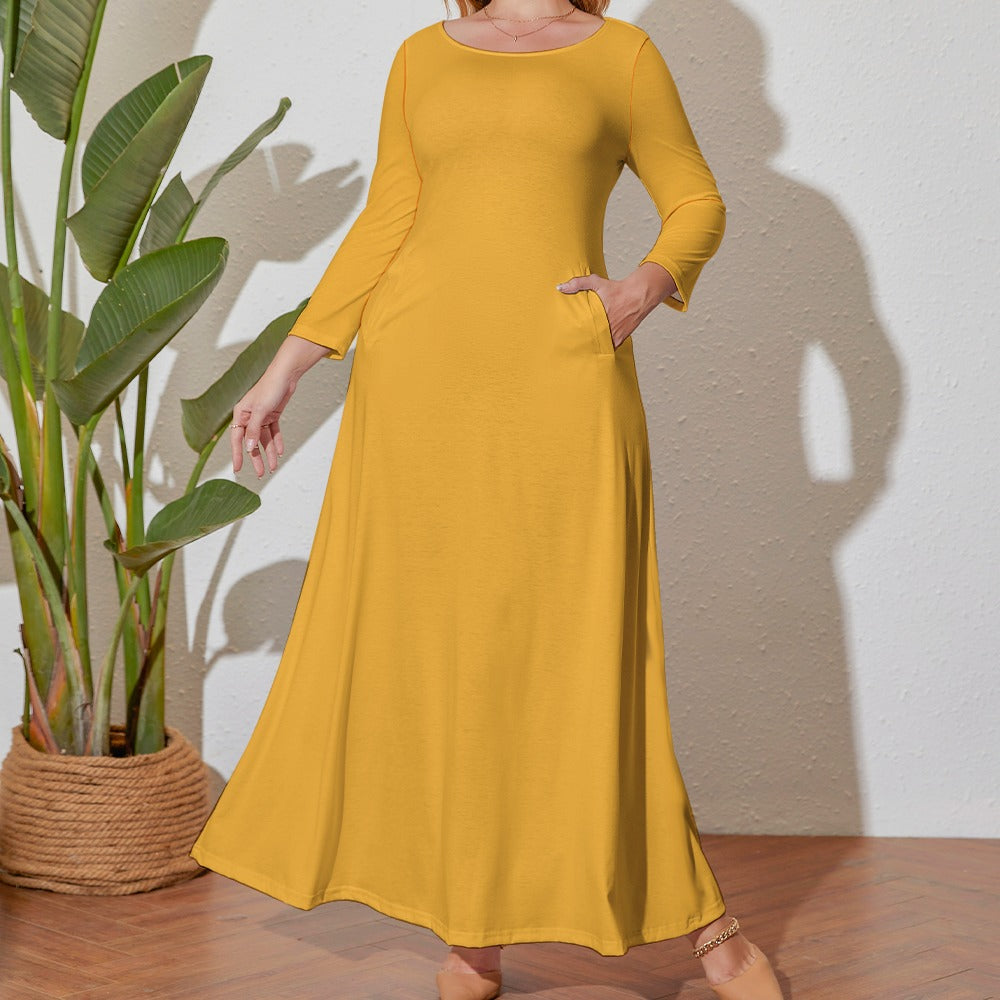 Plus Size Loose Crew Neck Long Sleeve Dress