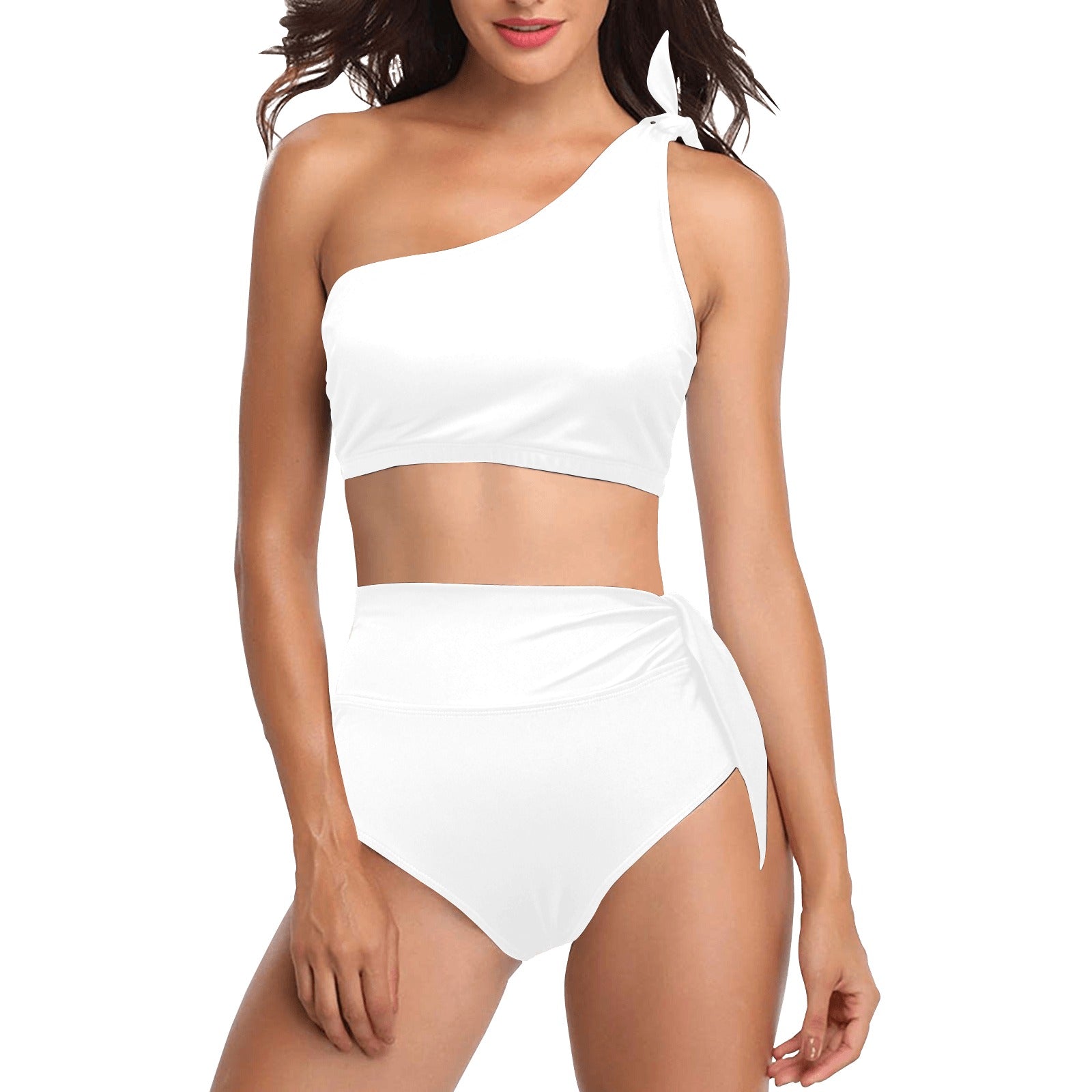 High Waisted One Shoulder Bikini Set (S16)