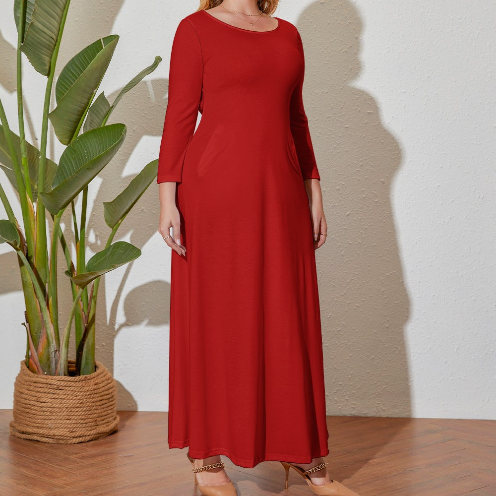Plus Size Loose Crew Neck Long Sleeve Dress